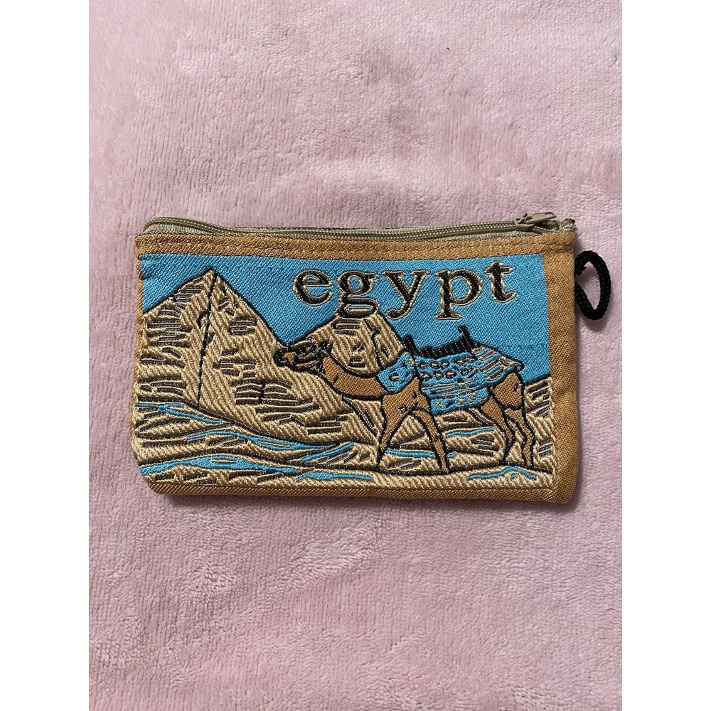 Egypt Pyramids/Camel Cosmetic,Coin,Money,Jewelry Zipper Bag 6"L X4"H Embroidered